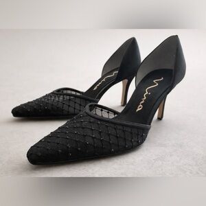 Nina Elegant Black Mesh Heels